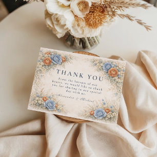 Romantic Blue Floral Wedding Thank You Card