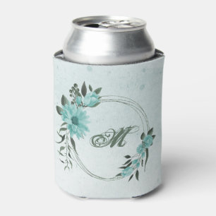romantic blue flowers and green leaves can cooler