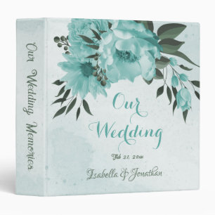 romantic blue flowers & green leaves photo album binder