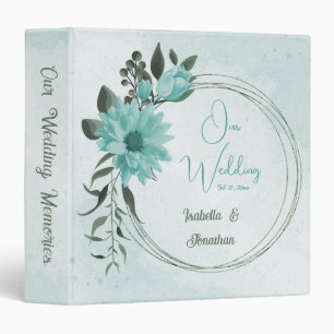 romantic blue flowers & green leaves photo album binder