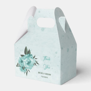 romantic  blue flowers & green leaves wedding favor box