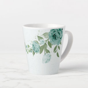 romantic blue flowers greenery latte mug