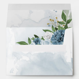 romantic blue flowers greenery wedding  envelope