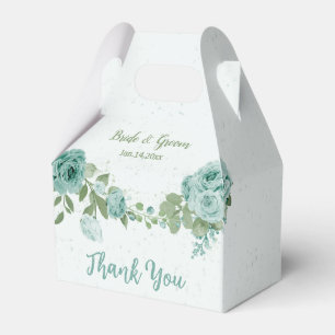 romantic blue flowers greenery wedding favor box