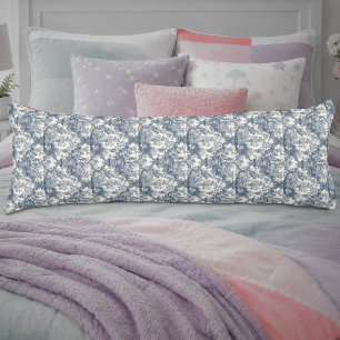 Romantic Blue French Toile de Jouy Floral Damask Body Pillow