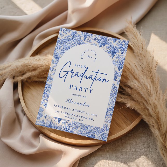 Romantic Blue Garden Graduation Party Invitation (Creator Uploaded)