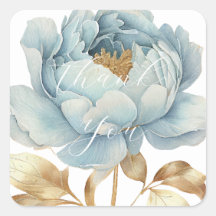 Romantic blue golden flowers thank you