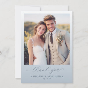 Romantic Blue-Gray Photo Thank You Card