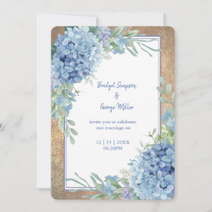 Romantic Blue Hydrangea Monogram wedding Invitation