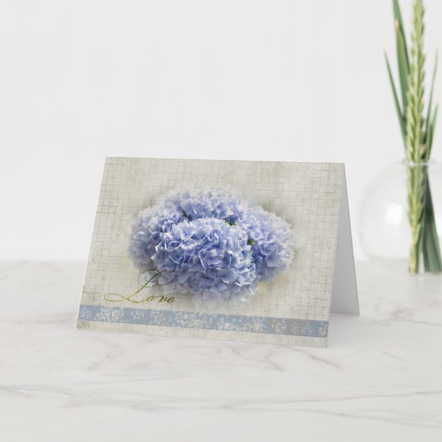 Romantic Blue Hydrangeas Card (Front)