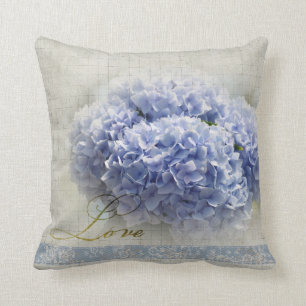 Romantic Blue Hydrangeas Throw Pillow