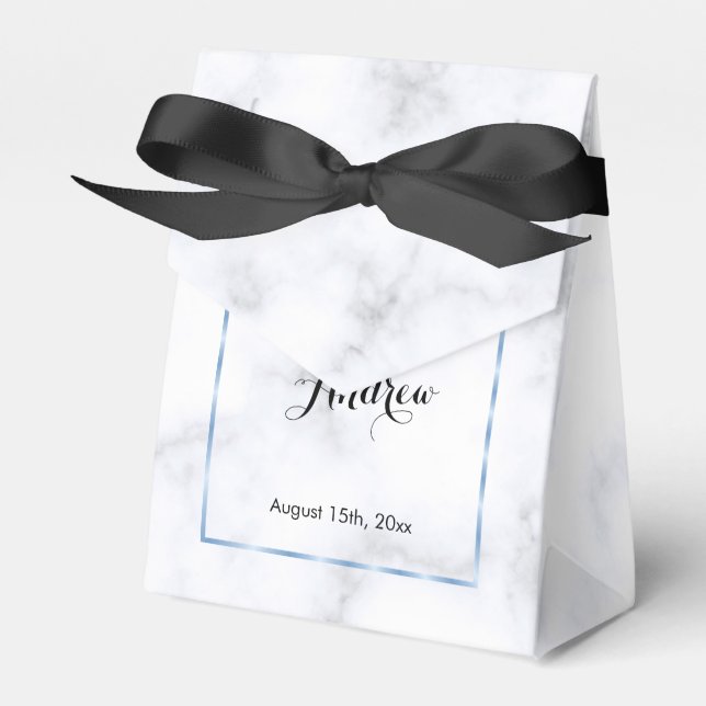 Romantic Blue Marble Wedding Favor Box (Front Side)