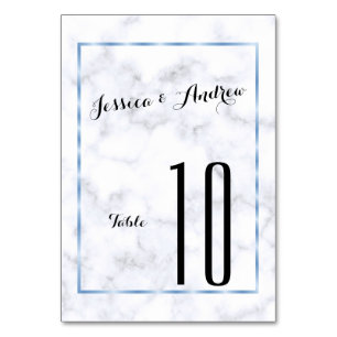 Romantic Blue Marble Wedding Table Number