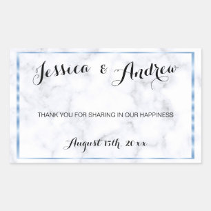 Romantic Blue Marble Wedding Thank You Sticker