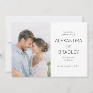 Romantic Blue Minimalist Photo Save The Date