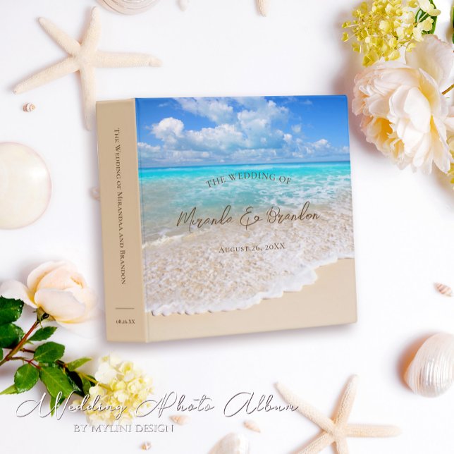 Romantic Blue Ocean Tropical Beach Wedding Album Binder (Creator Uploaded)