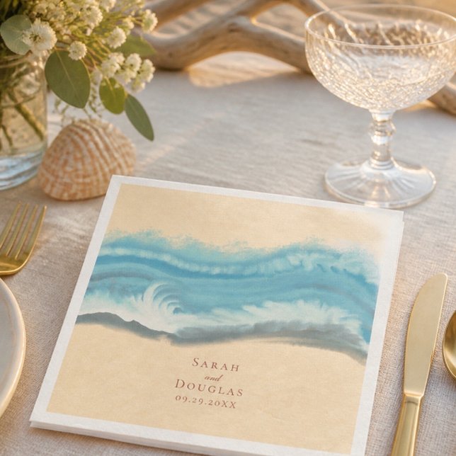 Romantic Blue Ocean Wave Dinner Napkins (Creator Uploaded)