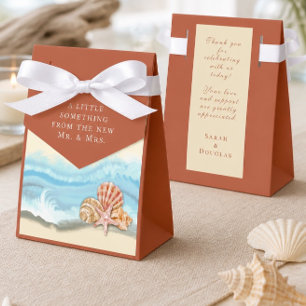 Romantic Blue Ocean Wave & Seashells Wedding Favor Box