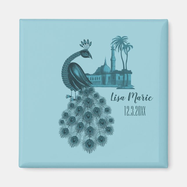 Romantic Blue Peacock Magnet (Front)