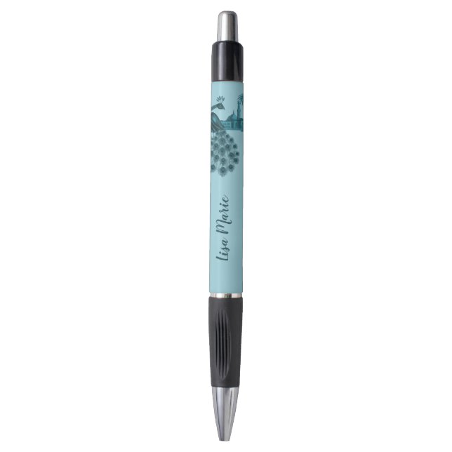 Romantic Blue Peacock Pen (Front Vertical)
