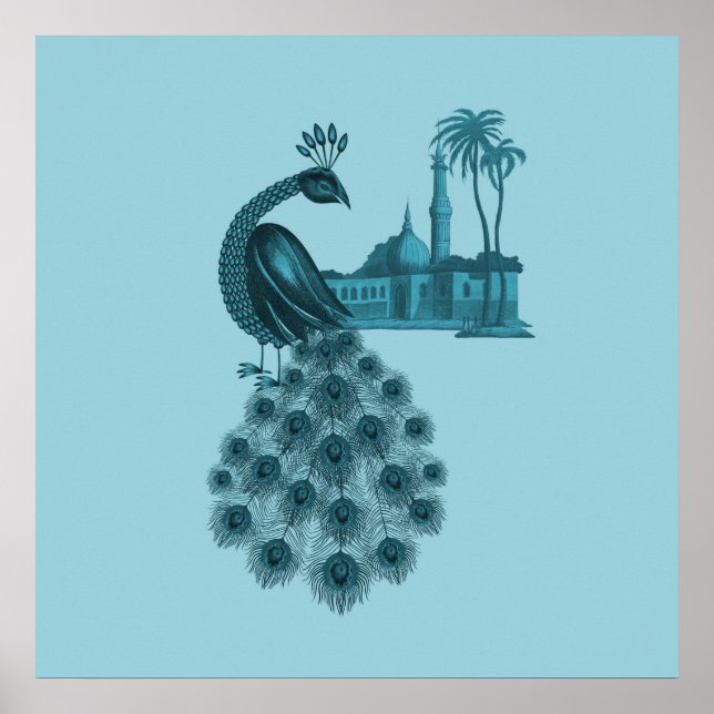 Romantic Blue Peacock Poster (Front)