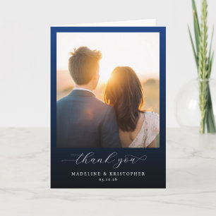 Romantic Blue Photo Thank You Card