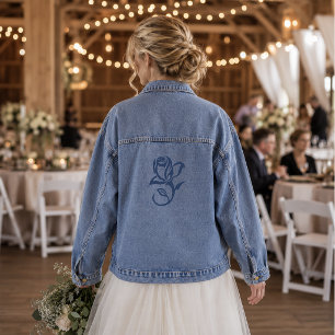 Romantic Blue Regency Gay Botanical Silhouette Denim Jacket