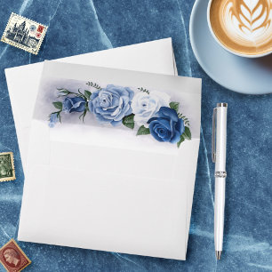 Romantic Blue Regency Gay Botanical Silhouette Envelope