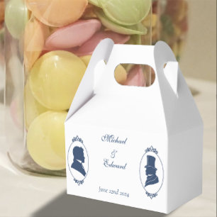 Romantic Blue Regency Gay Botanical Silhouette Favor Box