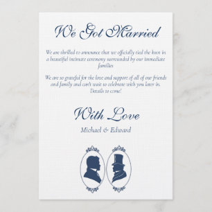 Romantic Blue Regency Gay Botanical Silhouette Invitation