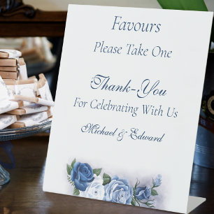Romantic Blue Regency Gay Botanical Silhouette Pedestal Sign