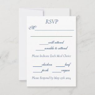 Romantic Blue Regency Gay Botanical Silhouette  RSVP Card