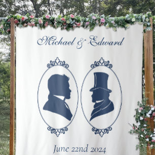 Romantic Blue Regency Gay Botanical Silhouette  Tapestry