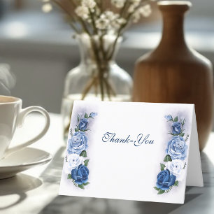 Romantic Blue Regency Gay Botanical Silhouette Thank You Card