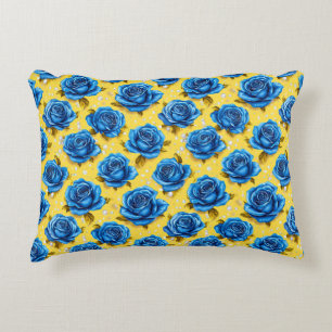 Romantic Blue Roses Modern Flower 🌹 Accent Pillow