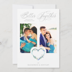 Romantic Blue Shades Grey Floral Heart 2 Photos