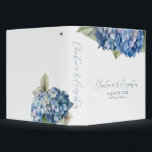 Romantic Blue Watercolor Hydrangea Flowers Binder<br><div class="desc">This romantic floral wedding binder features watercolor hydrangeas on a white background. Two delicate bouquets of blue hydrangea flowers are pictured around the names of the couple and wedding date.</div>