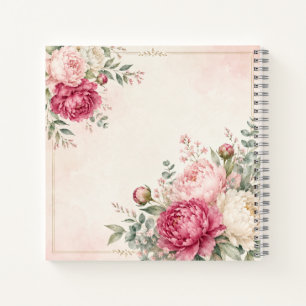 Romantic Blush and Raspberry Watercolor Peonies Notebook