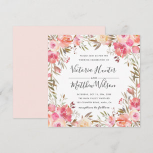 Romantic Blush Bloom Floral Wedding Invitation