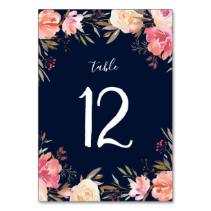 Romantic Blush Bloom Floral Wedding Table Number
