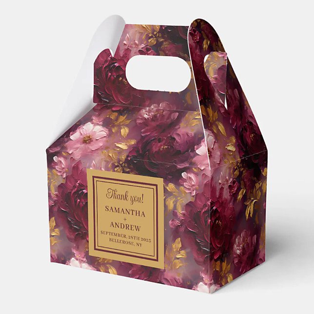 Romantic Blush Burgundy Gold Watercolor Wedding  Favor Box (Romantic Blush Burgundy Gold Watercolor Wedding Favor Boxes)
