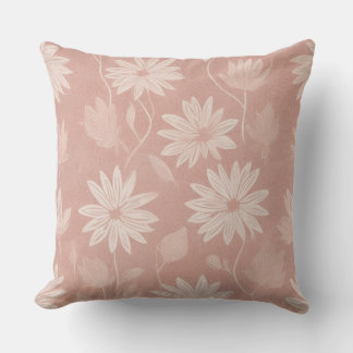 Romantic Blush Daisy Garden Throw Pillow