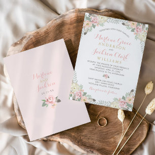 Romantic Blush Floral Garden Wedding Invitation