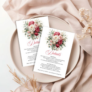 Romantic Blush Floral Greenery Wedding Details Enclosure Card