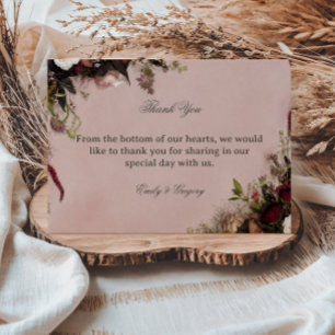 Romantic Blush Floral Thank You Card