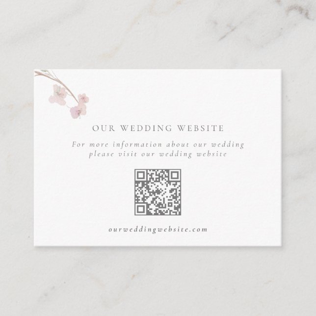 Romantic Blush Floral Wedding QR Code Enclosure Card (Front)