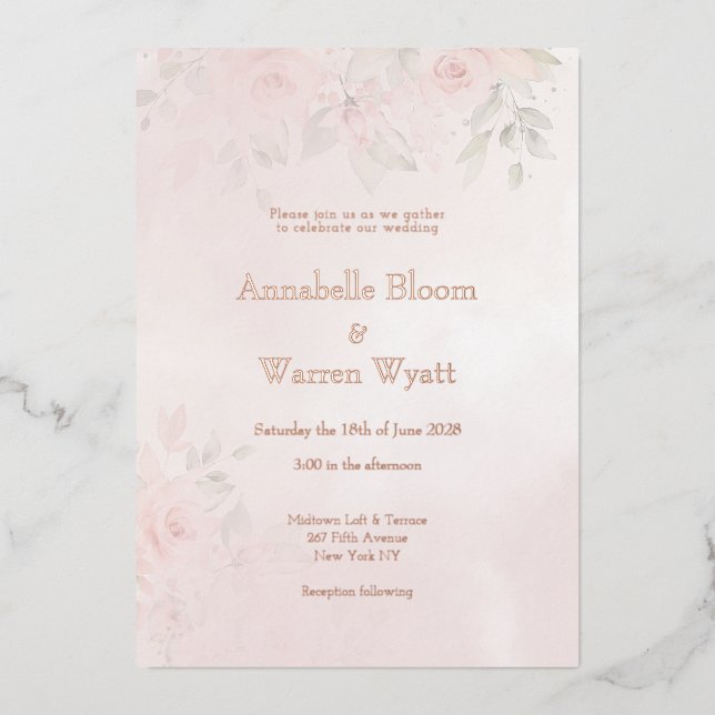 Romantic Blush Garden Roses 2 With Rose Gold (Front)