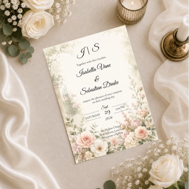 Romantic Blush Garden Serenity Wedding  Invitation (Creator Uploaded)