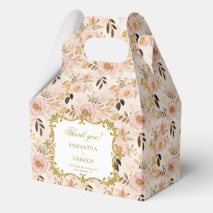 Romantic Blush Gold Boho Wedding Favour Thank You  Favor Box