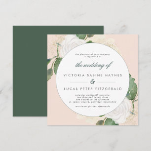 Romantic Blush & Green Wedding Invitation